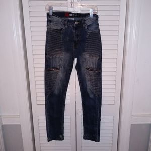 Panic Boys Jeans Size 10 Distressed Zippered Pockets Skinny Leg.